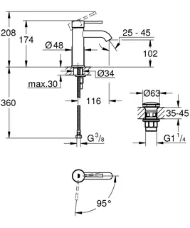 GROHE EH-Waschtisch-Batterie Essence 24179_1 Push-open-Ablaufgarnitur S-Size chrom – Bild 5