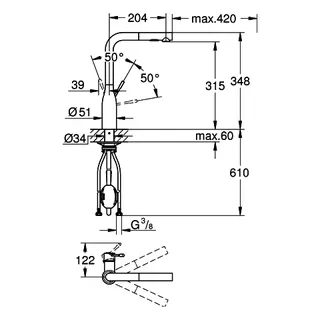 GROHE EH-Spültischbatterie Essence 30504 ausziehbare Spülbrause hard graphite – Bild 5