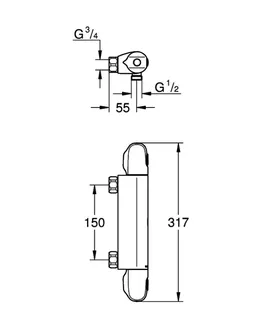 GROHE THM-Brausebatterie Grohtherm 1000 34817_3 ohne Anschlüsse chrom – Bild 5
