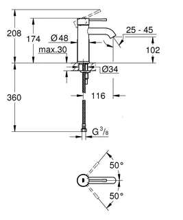 GROHE EH-Waschtisch-Batterie Essence 24172_1 S-Size glatter Körper hard graphite – Bild 5