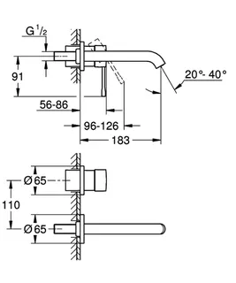 GROHE 2-L-Waschtisch-Wandbatt. Essence 29192_1 FMS Ausladung 183mm hard graphite geb. – Bild 5