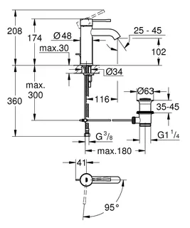 GROHE Einhand-Waschtischbatterie Essence 24180_1 S-Size Mittelstellung kalt chrom – Bild 5