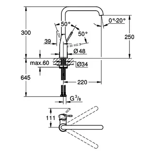 GROHE EH-Spültischbatterie Essence 30505 hoher Auslauf chrom – Bild 5