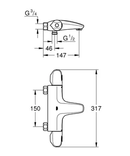 GROHE THM-Wannenbatterie Grohtherm 1000 34823_3 Wandmont. ohne Anschlüsse chrom – Bild 5