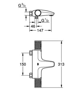 GROHE THM-Wannenbatterie Grohtherm 1000 Performance 34831 ohne Anschlüsse chrom – Bild 5