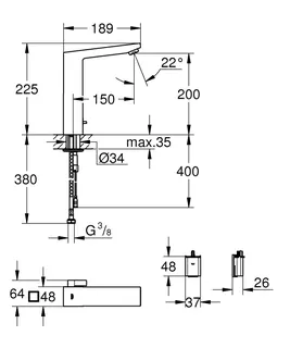 GROHE Waschtisch-IR-Elektronik Eurocube E 36441 Mischung 6V supersteel – Bild 5