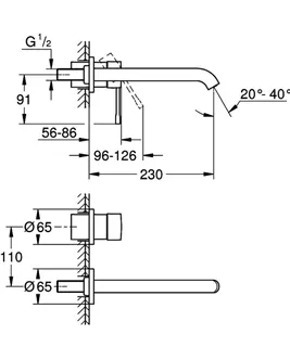 GROHE 2-Loch-Waschtisch-Wandbatterie Essence 29193_1 FMS Ausladung 230mm warm sunset – Bild 5