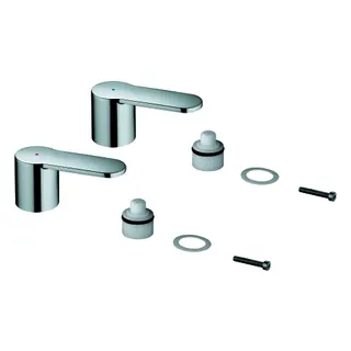 GROHE Griffpaar 48309 Mark. blau/rot für Eurostyle C 3-Loch Waschtisch-Batterie chrom