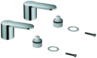GROHE Griffpaar 48309 Mark. blau/rot für Eurostyle C 3-Loch Waschtisch-Batterie chrom – Bild 2