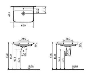 VitrA Waschtisch Sento 630 x 485 mm Hahnloch Überlaufloch Weiß Hochglanz – Bild 2