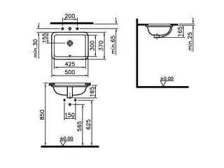 VitrA Unterbauwaschtisch S20 425 x 300 mm rechteckig Überlaufloch Weiß Hochglanz – Bild 2