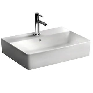 VitrA Aufsatzwaschtisch Nuo eckig 600x440mm geschliffen Hahnloch Überlauf Weiß HG VC