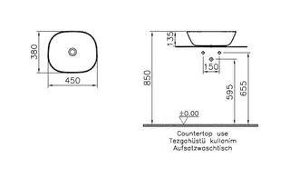 VitrA Plural Aufsatzschale 450x380x135 mm rechteckig flach Moos Matt – Bild 2