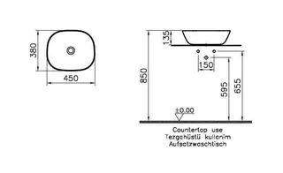 Plural Aufsatzschale 450x380x135 mm rechteckig flach Taupe Matt VitrA Clean – Bild 2