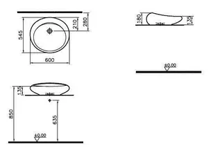 VitrA Aufsatzschale Istanbul 600 x 545 mm ohne Hahnlochbank Weiß Hochglanz VC – Bild 2