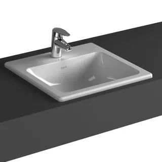 VitrA Einbauwaschtisch S20 450 x 450 mm quadratisch Hahnloch Überlaufl. Weiß HG