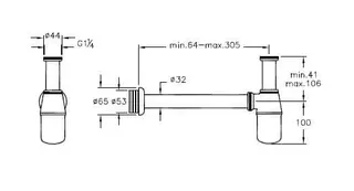 VitrA Flaschensiphon Zubehör Abgangsrohr und Rosette Chrom – Bild 2