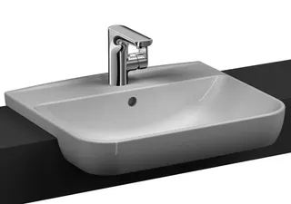 VitrA Halbeinbauwaschtisch Sento 535 mm Hahnloch Überlaufloch Weiß Hochglanz