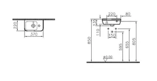 VitrA Handwaschbecken Integra 370 x 220 mm Überlauf Ablage rechts Weiß Hochglanz VC – Bild 2