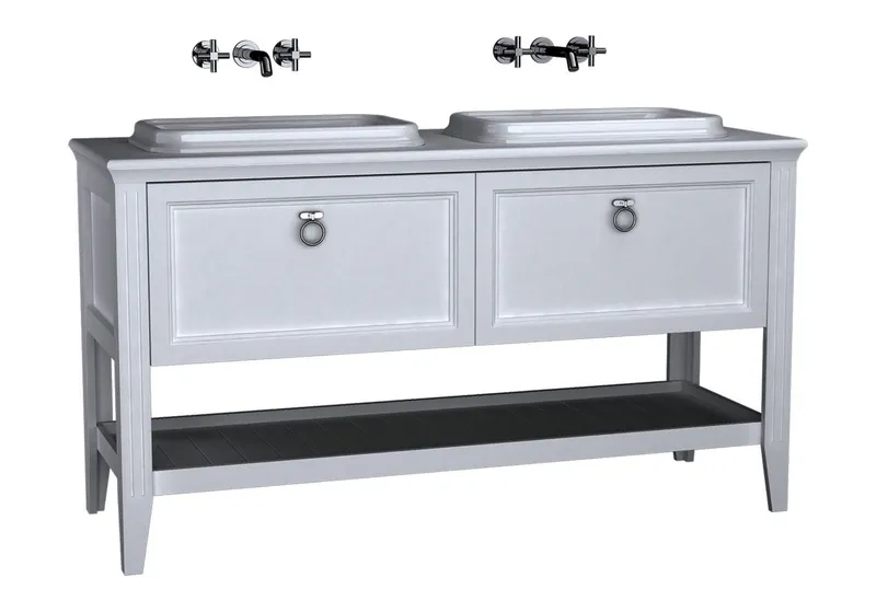 VitrA Set Waschtisch + Unterschrank Valarte 2 Einbau-Waschtisch 1495 mm 2 Auszüge Weiß Matt