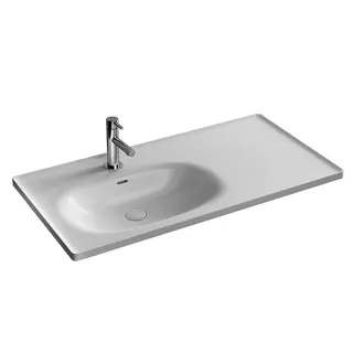 VitrA Möbelwaschtisch Equal 1000 x 520 mm asymmetr. Hahnloch Überlauf. Weiß HG VC