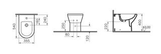 VitrA Stand-Bidet Integra 355 x 540 mm ohne seitliche Löcher Weiß Hochglanz – Bild 2