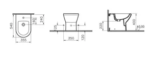 VitrA Stand-Bidet Integra 355 x 540 mm mit seitlichen Löchern Weiß Hochglanz – Bild 2