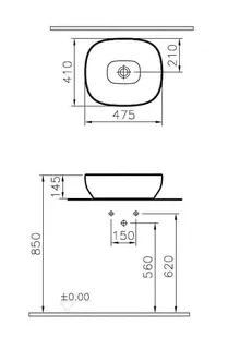 VitrA Aufsatzschale Outline rechteckig 460 x 405 mm CERAFINE Edelweiß VC – Bild 2
