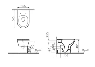 VitrA Tiefspüler-Stand-WC Integra Flush 2.0 BTW Abgang waagerecht Weiß Hochglanz – Bild 2