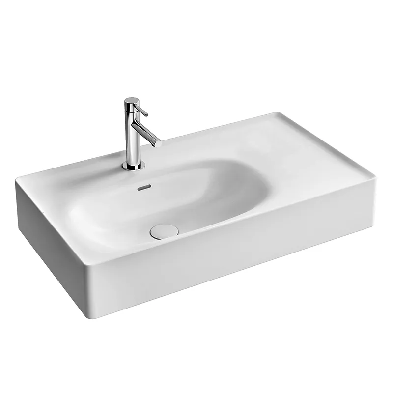 VitrA Aufsatzwaschtisch Equal 800 mm asymm. geschlif. Hahnloch Überlauf. Weiß HG VC