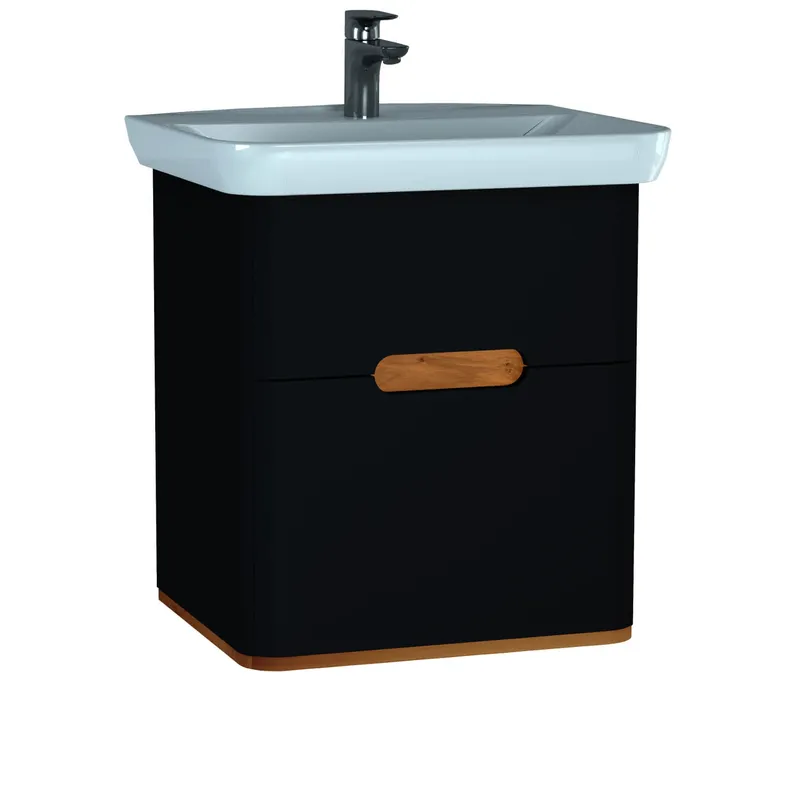 VitrA Set Waschtisch + Unterschrank Sento 630 mm LED-Bel. 2 Vollauszüge Anthrazit Matt