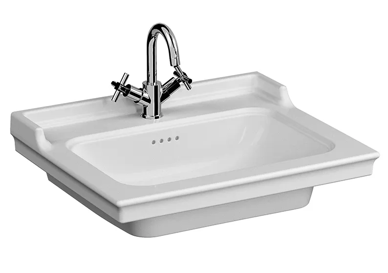 VitrA Möbelwaschtisch Valarte 650 x 530 mm Hahnloch 4 Überlauflöcher Weiß Hochglanz
