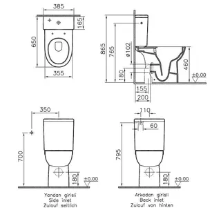 Tiefspül-Stand-WC-Kombinat. Conforma VitrA Flush Open Back Vario-Abg. Weiß VC – Bild 2