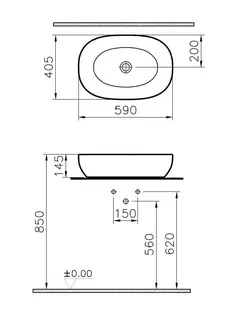 VitrA Aufsatzschale Outline oval 580x400 mm CERAFINE Edelweiß VC – Bild 2