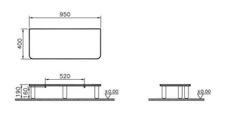 VitrA Sockelplatte Sento 950 x 400 x 190 mm mit Füßen Eiche Natur – Bild 2
