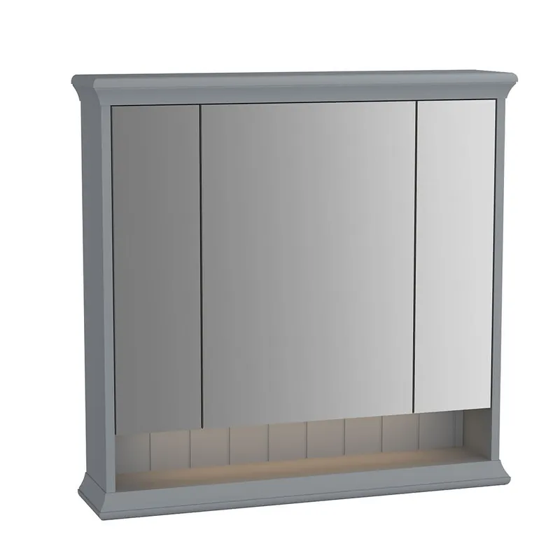 VT LED-Spiegelschrank Valarte 780 mm 3 Türen Grau Matt