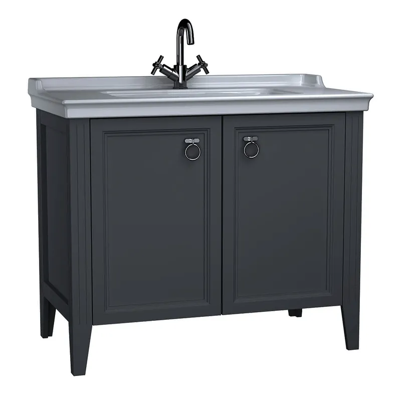 VitrA Set Waschtisch + Unterschrank Valarte 995 mm 2 Türen Grau Matt