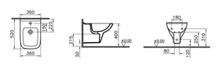 VitrA Wand-Bidet S20 360 x 520 mm seitliche Befestigung Weiß Hochglanz – Bild 2