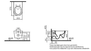 Tiefspüler-Wand-WC Nest VitrA Flush 355 x 570 mm V-Fit 2.0 Weiß Hochglanz – Bild 2