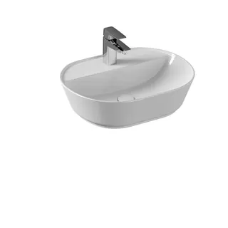 VitrA Aufsatzwaschtisch Geo oval 545x430 mm geschliffen Hahnloch Weiß Hochglanz