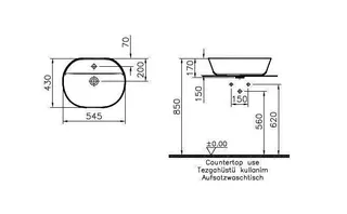 VitrA Aufsatzwaschtisch Geo oval 545x430 mm geschliffen Hahnloch Edelweiß – Bild 2