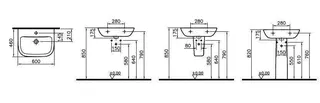 VitrA Waschtisch S20 600 x 460 mm mit Hahnloch ohne Überlaufloch Weiß HGL – Bild 2