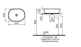 VitrA Aufsatzschale Geo oval 545 x 400 mm geschliffen Edelweiß – Bild 2