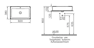 Aufsatzschale Nuo eckig 600 x 380 mm geschliffen Weiß Hochglanz VitrA Clean – Bild 2