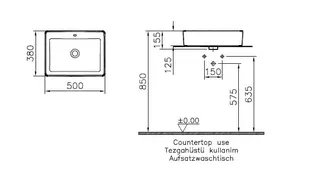 VitrA Aufsatzschale Nuo eckig 500 x 380 mm geschliffen Weiß Hochglanz – Bild 2