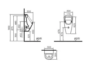 VitrA Urinal S20 Zulauf von hinten 300 x 300 x 625 mm Weiß Hochglanz – Bild 2