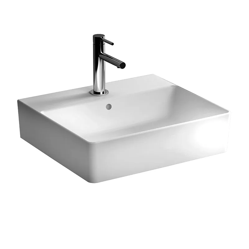 VitrA Aufsatzwaschtisch Nuo eckig 500x440mm geschliffen Hahnloch Überlauf Weiß HGL