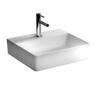 VitrA Aufsatzwaschtisch Nuo eckig 500x440mm geschliffen Hahnloch Weiß Hochglanz