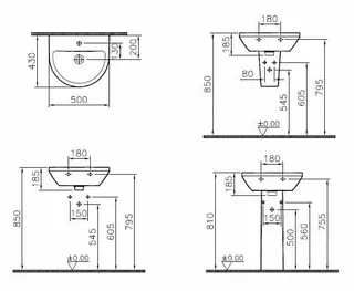 Waschtisch Integra 495 x 430 mm rund Überlauf Weiß Hochglanz VitrA Clean – Bild 2