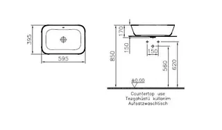 VitrA Aufsatzschale Geo eckig 595 x 395 mm geschliffen Überlaufloch Weiß Hochglanz – Bild 2